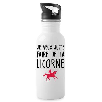 faire de la licorne / cadeau humour licorne - Gourde avec paille intégrée - blanc - Droite