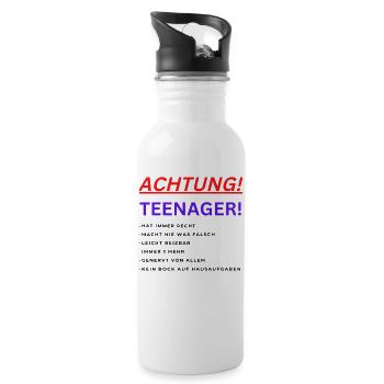 TEENAGER rechte - Trinkflasche mit integriertem Trinkhalm - Weiß - Rechts