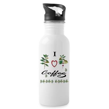 I love Coffee - Trinkflasche mit integriertem Trinkhalm - Weiß - Rechts