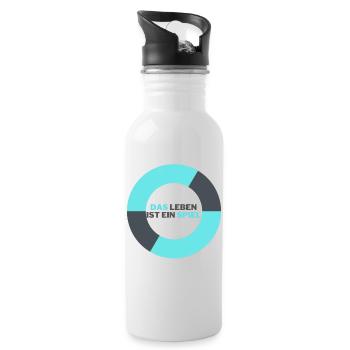 Das Leben ist ein spiel - Trinkflasche mit integriertem Trinkhalm - Weiß - Rechts