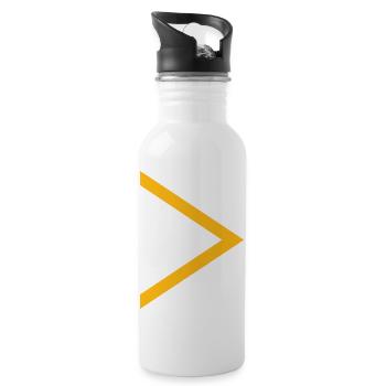 Gelber Pfeil - Trinkflasche mit integriertem Trinkhalm - Weiß - Rechts