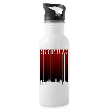 Copenhagen Red Gradient Typo - Water bottle with straw - white - Right