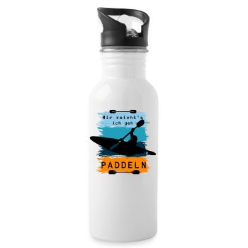 Mir reicht's ich geh paddeln - Kajak Design - Trinkflasche mit integriertem Trinkhalm - Weiß - Rechts