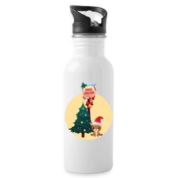 Weihnachten mit Rentier und Tannenbaum - Trinkflasche mit integriertem Trinkhalm - Weiß - Rechts
