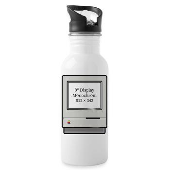 Computer Classic IT - alter Comuter - Trinkflasche mit integriertem Trinkhalm - Weiß - Rechts
