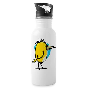 Oiseau à grand bec - Gourde avec paille intégrée - blanc - Droite