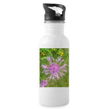 greater knapweed also centaurea Centaurea scabiosa - Water bottle with straw - white - Right