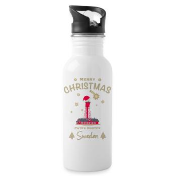 Christmas, Sweden, Pater Noster Lighthouse - Water bottle with straw - white - Right