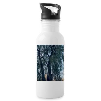 Hochhaus Bäume - Trinkflasche mit integriertem Trinkhalm - Weiß - Rechts