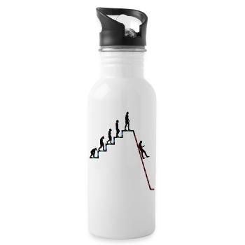 Evolution Richtung Abgrund - Trinkflasche mit integriertem Trinkhalm - Weiß - Rechts