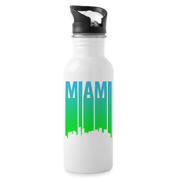 Miami Skyline Gradient - Water bottle with straw - white - Right