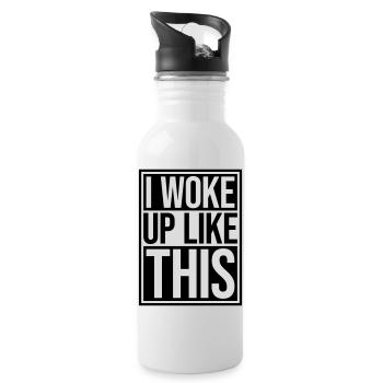 woke up like this - Water bottle with straw - white - Right