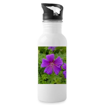 Geranium Brookside in german Storchschnäbel - Water bottle with straw - white - Right