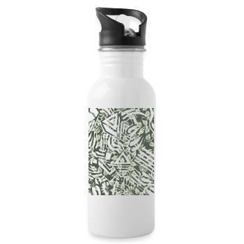 Geometric Print - Water bottle with straw - white - Right