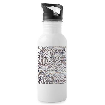 Geometric Print - Water bottle with straw - white - Right