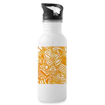 Geometric Print - Water bottle with straw - white - Right
