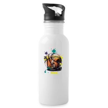Rollstuhl Basketball Geschenkidee - Trinkflasche mit integriertem Trinkhalm - Weiß - Rechts