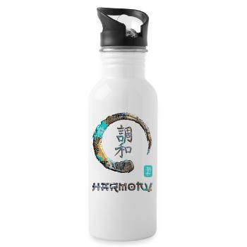 Harmony Japanese Kanji Word Symbol Enso Circle 3 - Water bottle with straw - white - Right