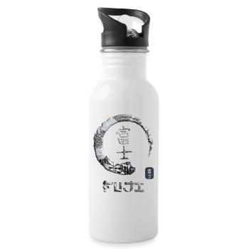 Fuji Japanisches Kanji-Wortsymbol Enso Circle 17 - Trinkflasche mit integriertem Trinkhalm - Weiß - Rechts