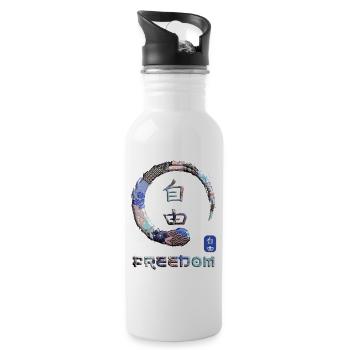 Freedom Japanese Kanji Word Symbol Enso Circle 19 - Water bottle with straw - white - Right