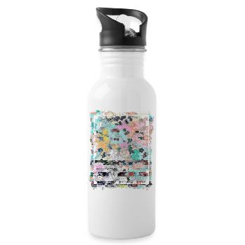 Japanese Floral Pattern Chrysanthemum Cherry - Water bottle with straw - white - Right