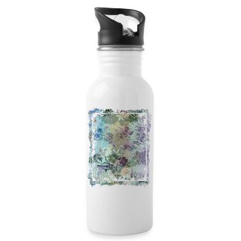 Japanese Floral Pattern Chrysanthemum Cherry - Water bottle with straw - white - Right