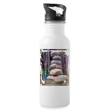 Japan Zen Buddhismus Balancierende Steine Felsen Bambus - Trinkflasche mit integriertem Trinkhalm - Weiß - Rechts