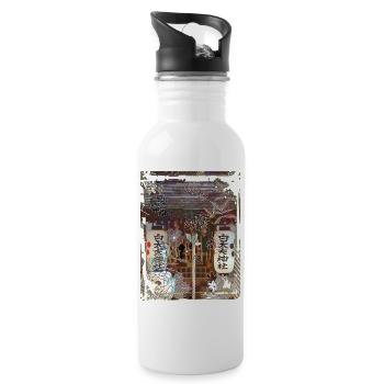 Japan Worship Place Collage Art 90 - Trinkflasche mit integriertem Trinkhalm - Weiß - Rechts