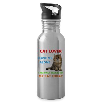 Cat Lover Leave Me Alone I Am Only Talking - Water bottle with straw - silver - Right