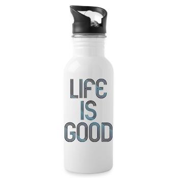 live is good - Trinkflasche mit integriertem Trinkhalm - Weiß - Rechts