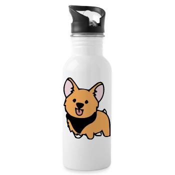 Dog Hund - Trinkflasche mit integriertem Trinkhalm - Weiß - Rechts