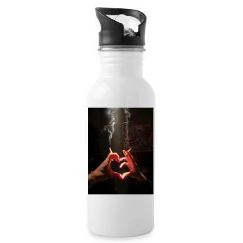 nicotine love - Trinkflasche mit integriertem Trinkhalm - Weiß - Rechts