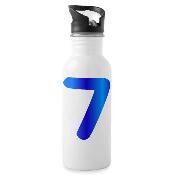 7 ans anniversaire bleu - Gourde avec paille intégrée - blanc - Droite