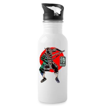 Samurai Krieger Schwert Japanische Kunst Sieg Kanji - Trinkflasche mit integriertem Trinkhalm - Weiß - Rechts