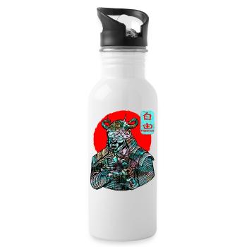 Samurai Krieger Schwert Japanische Kunst Freiheit Kanji - Trinkflasche mit integriertem Trinkhalm - Weiß - Rechts