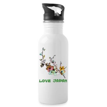 Kirschblüte Sakura Baum Symbol Wort Kanji Liebe - Trinkflasche mit integriertem Trinkhalm - Weiß - Rechts