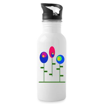 Iza Fabian Retro Style, Shop, Damen, Baby, Kinder - Trinkflasche mit integriertem Trinkhalm - Weiß - Rechts