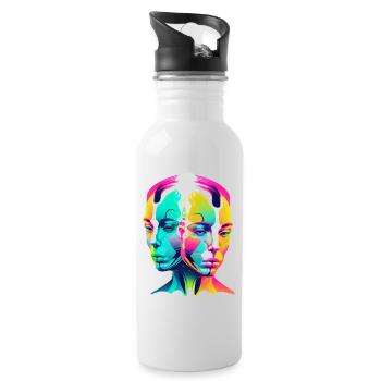 Twin heads - Water bottle with straw - white - Right