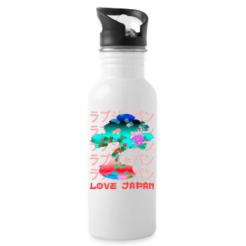 Bonsai Baum Japanischer Zen-Garten Symbol Kanji Liebe - Trinkflasche mit integriertem Trinkhalm - Weiß - Rechts