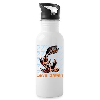 Japan Koi Karpfen Fisch Wasser Teich Symbol Kanji Liebe - Trinkflasche mit integriertem Trinkhalm - Weiß - Rechts