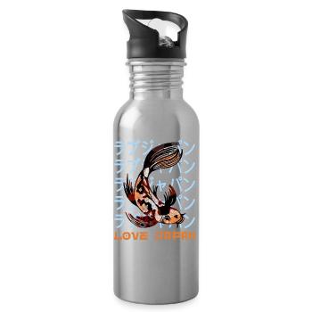 Japan Koi Karpfen Fisch Wasser Teich Symbol Kanji Liebe - Trinkflasche mit integriertem Trinkhalm - Lightsilver - Rechts