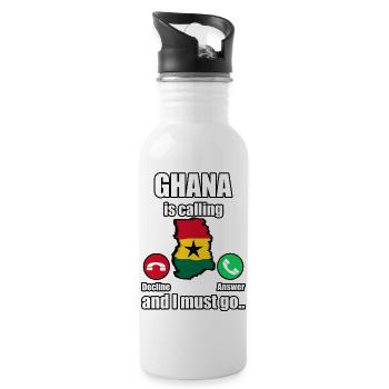 Ghana Ghanaian Flag Pride Star Love I Gift - Water bottle with straw - white - Right