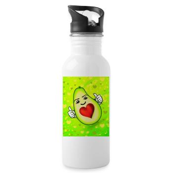 Cute avocado with heart - Water bottle with straw - white - Right