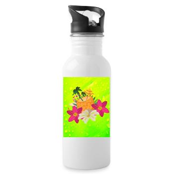 Sommer Vibe - Trinkflasche mit integriertem Trinkhalm - Weiß - Rechts