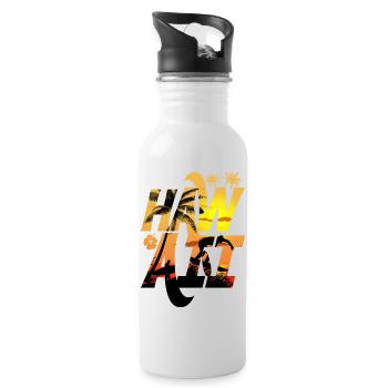 Surfen und Palmen im Sonnenschein Hawaii - Trinkflasche mit integriertem Trinkhalm - Weiß - Rechts