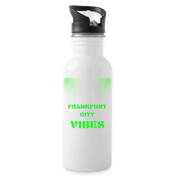 Frankfurt City Vibes - Disco, Techno, Party, Club - Trinkflasche mit integriertem Trinkhalm - Weiß - Rechts