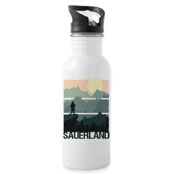 Sauerland Merch | Dorfkind Wandern Wintersport - Trinkflasche mit integriertem Trinkhalm - Weiß - Rechts