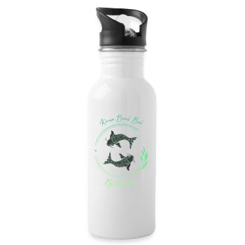 Karma Beach green fishes - Water bottle with straw - white - Right