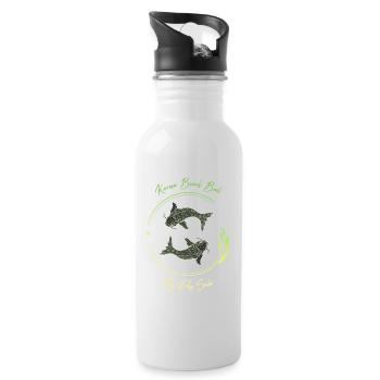 Karma Beach fishes yellow green - Water bottle with straw - white - Right
