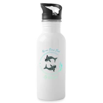 Karma Beach fishes blue - Water bottle with straw - white - Right